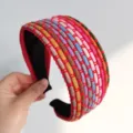 Bandeau tressé coloré cerceau de cheveux large style ethnique accessoires de cheveux pour femmes - Serre-tête Large Rouge