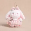Süßer Prinzessin Kaninchen Plüsch Anhänger mit Schleife Kleid, süße Hasenpuppe als Taschen Deko. - Herzprinzessin-Hase (Weiß)