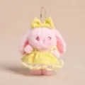 Süßer rosa Plüsch-Hase Anhänger mit gelbem Kleid und Schleife, flauschiger Taschenschmuck. - Herzprinzessin-Hase (Rosa)