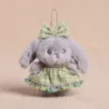 Süßer grauer Plüsch Hase Anhänger mit grüner Schleife und Kleid, schicke Taschendekoration. - Grauer Sweetheart-Prinzessinnen-Hase