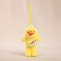 Cute yellow duck plush pendant with red glasses and mini palette keychain bag charm fluffy doll - Long-Legged Duck Drawing Board