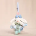 Simpatico ciondolo peluche con coniglio dalle orecchie floppy gonna tulipano fiocco blu. - Blu