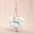 Tulip dress lop-eared rabbit plush pendant, cute bow bunny bag charm keyring gift - Light Blue