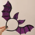 Halloween purple sequin bat headband details, perfect party costume hair hoop accessory for women. - Purple Devil Wings