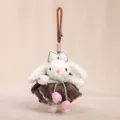 Plush lop-eared rabbit pendant brown plaid skirt bow tulip rabbit bag charm gift accessory - Brown