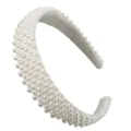 Elegante diadema ancha de perlas blancas barrocas moda lujo novia accesorio para cabello. - Diadema Totalmente Incrustada de Perlas / Blanco