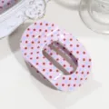 Pink oval hair claw clip with colorful polka dots cute sweet sweet style hair accessory for daily use - Pink Polka Dot