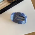 Blue star print hollow hair claw clip, cute oval hair accessories for women daily commute style. - Blue Star