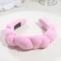 Pink fluffy cloud sponge headband for daily makeup, facial washing, and cute hair styling. - Light Pink