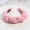Pink plush braided sponge cloud headband for daily face washing and makeup styling detail. - Deep Pink