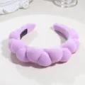 Purple puffy braided sponge headband for face washing and daily hair styling accessories. - Purple