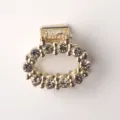 Strass Mini Metall Haarklammer, goldene Legierung kleine Haarkralle für halbe Frisuren. - Ovaler Strass (3cm)