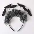 Halloween bat tinsel headband black silver sparkly hair hoop spooky party costume hair accessories - Black Ribbon Bat