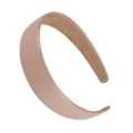 Minimalist wide leather glossy headband solid color chic hair hoop for daily face washing wear - Nude