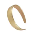 Elegant wide golden leather headband, simple solid color sponge hair hoop for women. - Gold