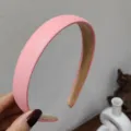 Pink leather padded headband, minimalist solid color hair hoop for daily fashion and face washing. - Matte Pink