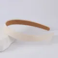 Minimalist beige leather padded headband, soft solid color hair hoop for daily fashion. - White Matte
