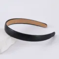 Black PU leather headband solid color minimalist hair hoop fashion daily hair accessories - Matte Black
