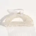 Large transparent hair claw clip decorated with shimmering iridescent pearls for women styling variant. - Champagne Semicircle
