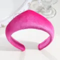 Pink velvet crown headband detail, elegant court style hair accessory for daily wear. - Headband Style / Rose Red