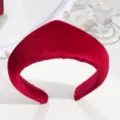 Red velvet crown headband detail, retro court style hair accessory for women and girls daily wear. - Headband Style / Dark Red