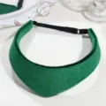 Green velvet hair hoop headband, elegant fabric hair accessory with adjustable black strap. - Elastic Band Green Basic
