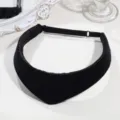 Retro black velvet crown headband, elegant court style adjustable hair hoop for women. - Elastic Band Black Basic