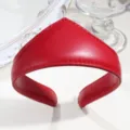 Red leather crown headband, elegant vintage court style hair accessory for women and girls daily wear. - Basic Leather Red