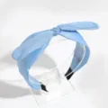 Light blue bow headband wide brim solid satin hair accessory for women daily casual wear - Sky Blue Rabbit Ears