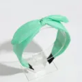 Light green knotted wide hair band bow headband fashion daily hair accessories variant - Emerald Green Rabbit Ears