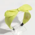Bright yellow wide fabric bow headband, stylish hair accessory for women and girls daily wear. - Fluorescent Yellow Rabbit Ears