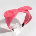 Pink bow headband, wide brim cute hair hoop, stylish solid color hair accessory for women. - Rose Red Bunny Ear