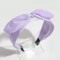 Lavender purple wide headband for women, elegant knotted bow hair hoop and hair accessories. - Light Purple Rabbit Ears