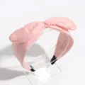 Pink fabric knotted headband wide hair accessory casual daily wear stylish hair hoop cute style - Pale Pink Rabbit Ears