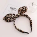 Chic leopard print bow headband for women, cute rabbit ear hair hoop for daily fashion wear. - Yellow Leopard / Yellow
