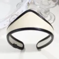 Minimalist contrast color leather headband elegant triangle hair hoop fashion women hair accessories - Wide Edge Beige