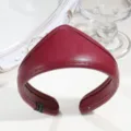 Vintage red leather crown headband for women elegant court style hair hoop accessory - Wide Edge Red
