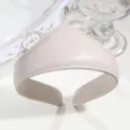Minimalist beige leather pointed headband, elegant court style hair accessory for daily wear. - Basic Leather Beige