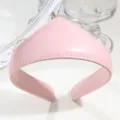 Pink pointed leather headband stylish minimalist retro court style hair accessory for women - Basic Leather Pink