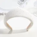 White padded rhinestone headband, elegant vintage fabric hair hoop for women and girls daily wear. - Diamond-studded Version / Off White