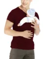 Men's Kangaroo Baby Carrier T-Shirt Casual Pullover Dad Pocket Tee for Infant Holding - 3XL / Tops / Burgundy