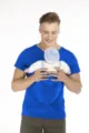 Men blue kangaroo baby carrier t-shirt casual round neck parent-child wear variant. - S / Tops / Blue
