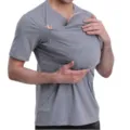 Maglietta marsupio papà scollo V neonato grigio manica corta top portabebè ideale - 3XL / Modello uomo (grigio) [In stock]