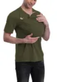 Men's Kangaroo Baby Carrier T-Shirt Olive Green V-Neck Short Sleeve Comfort Dad Top - 3XL / In-Stock Men's Style - Army Green