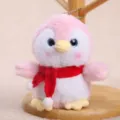 Cute pink penguin plush toy pendant with red scarf, soft stuffed animal keychain backpack charm. - Approx 12cm / Pink Scarf