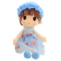 Süße Plüschpuppe Spielzeug mit blauem Blumenhut und Kleid, weiche Stoffpuppe für Kinder. - Blumenfee Feier Blau