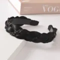 Serre-tête en cheveux synthétiques tressés noirs, bandeau large élégant pour coiffure quotidienne. - Serre-tête Brun Foncé
