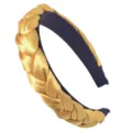Stilvoller Satin geflochtener Haarreif für Damen, elegantes goldenes Haaraccessoire. - Gelber Zopf