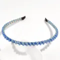 Blue crystal headband shimmering rhinestone hair hoop sparkling party hair accessories for women - Thread Wrapped Blue
