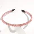 Pink rhinestone headband for women girls, sparkling crystal hair hoop for party daily wash face. - Thread Wrapped Pink